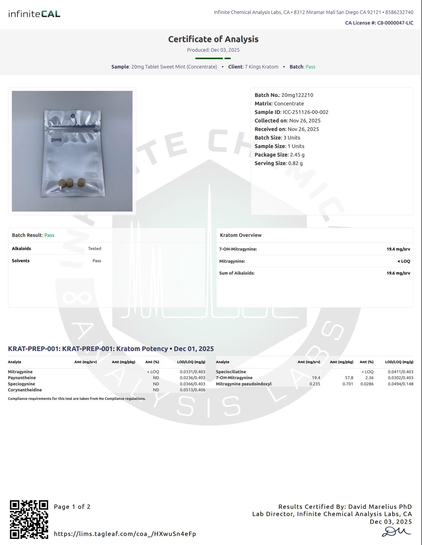 20mg (7-OH) Sweet Mint Tabs